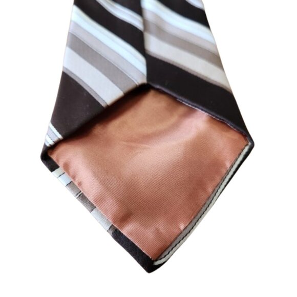 Vintage Pegasus Canada Necktie – Wide Brown Striped Tie 140cm x 10cm 100% Poly - Picture 5 of 5